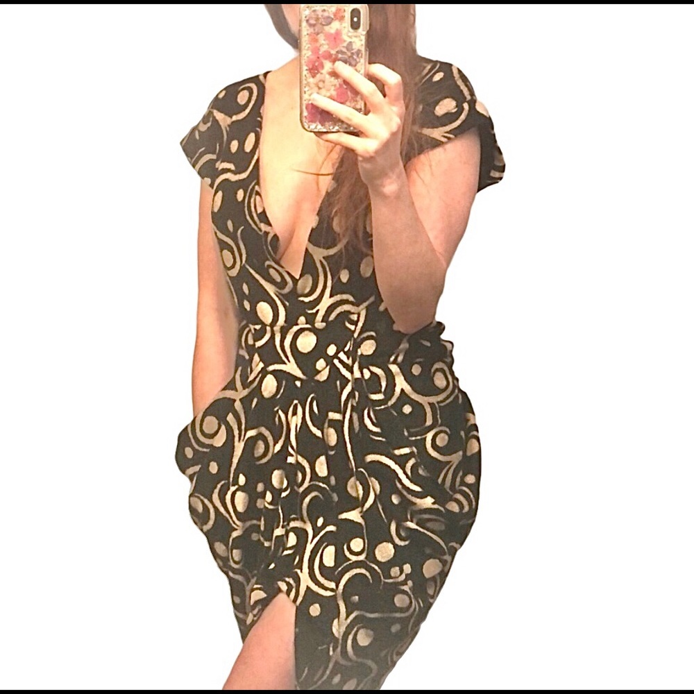 Rare! MK2K Sexy V neck Sweater Mini Dress Sz M